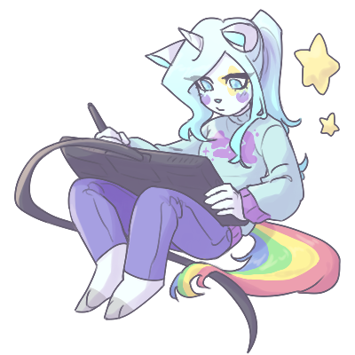 ary looking down and drawing on a wacom cintiq. they're focused and leaning back slightly
